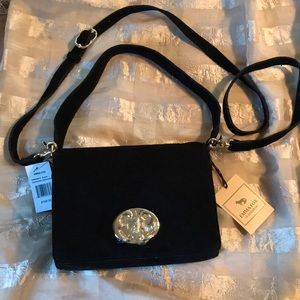 New Emma Fox black suede Dales boxy shoulder bag